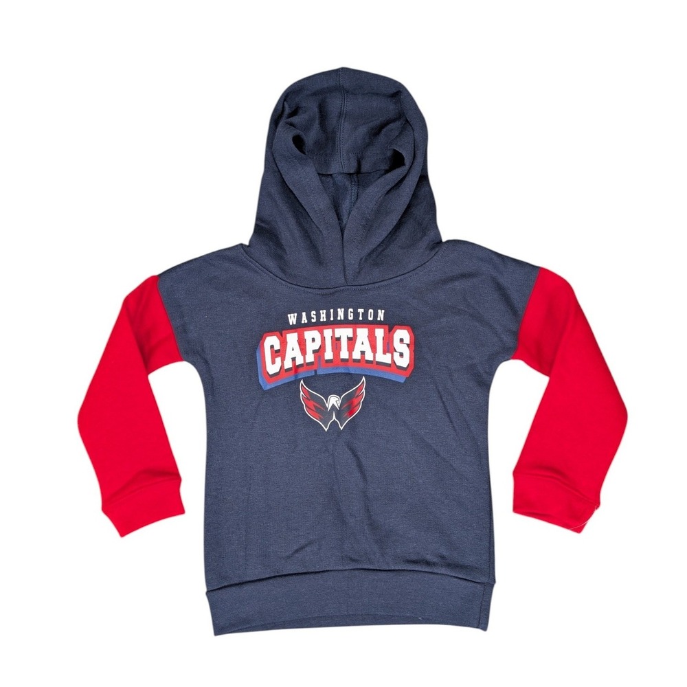 NHL Washington Capitals Kids 3T Navy Red Colorblock Pullover Hoodie NWT